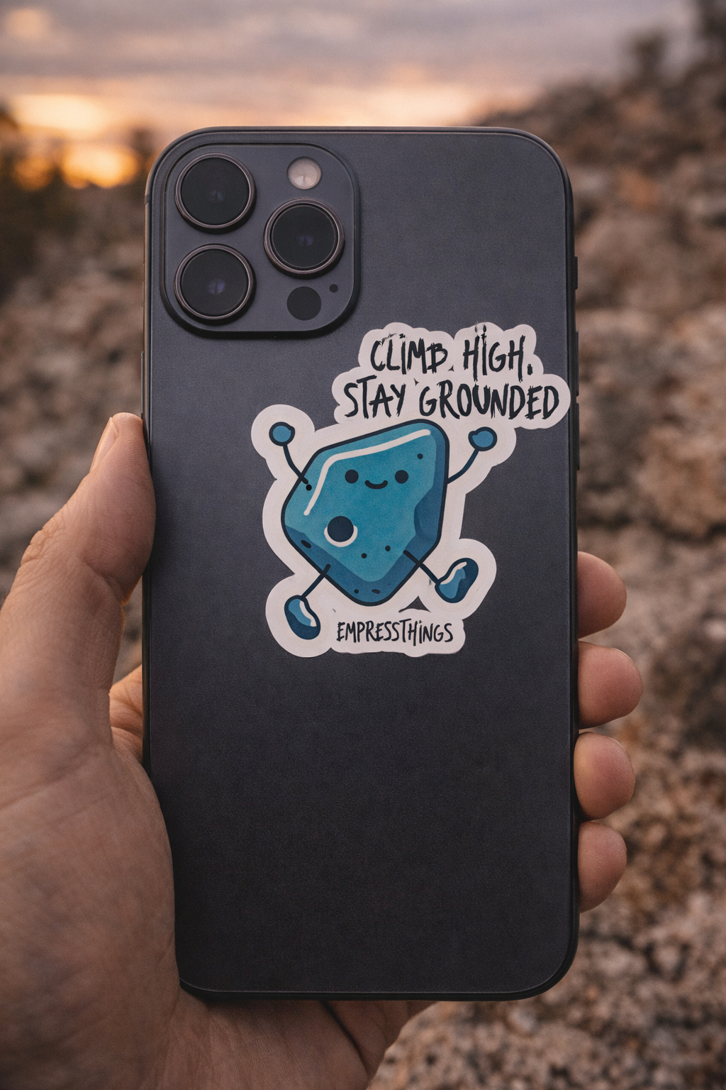 Climb High Stay Grounded Vinyl Sticker – Motivational Rock Climbing Decal