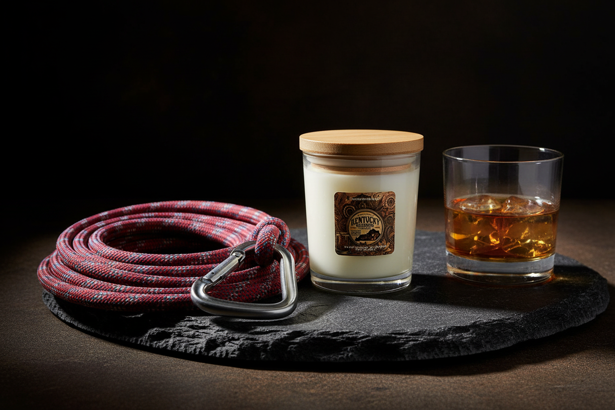 Bourbon Candle for Climbers - Editorial Mockup