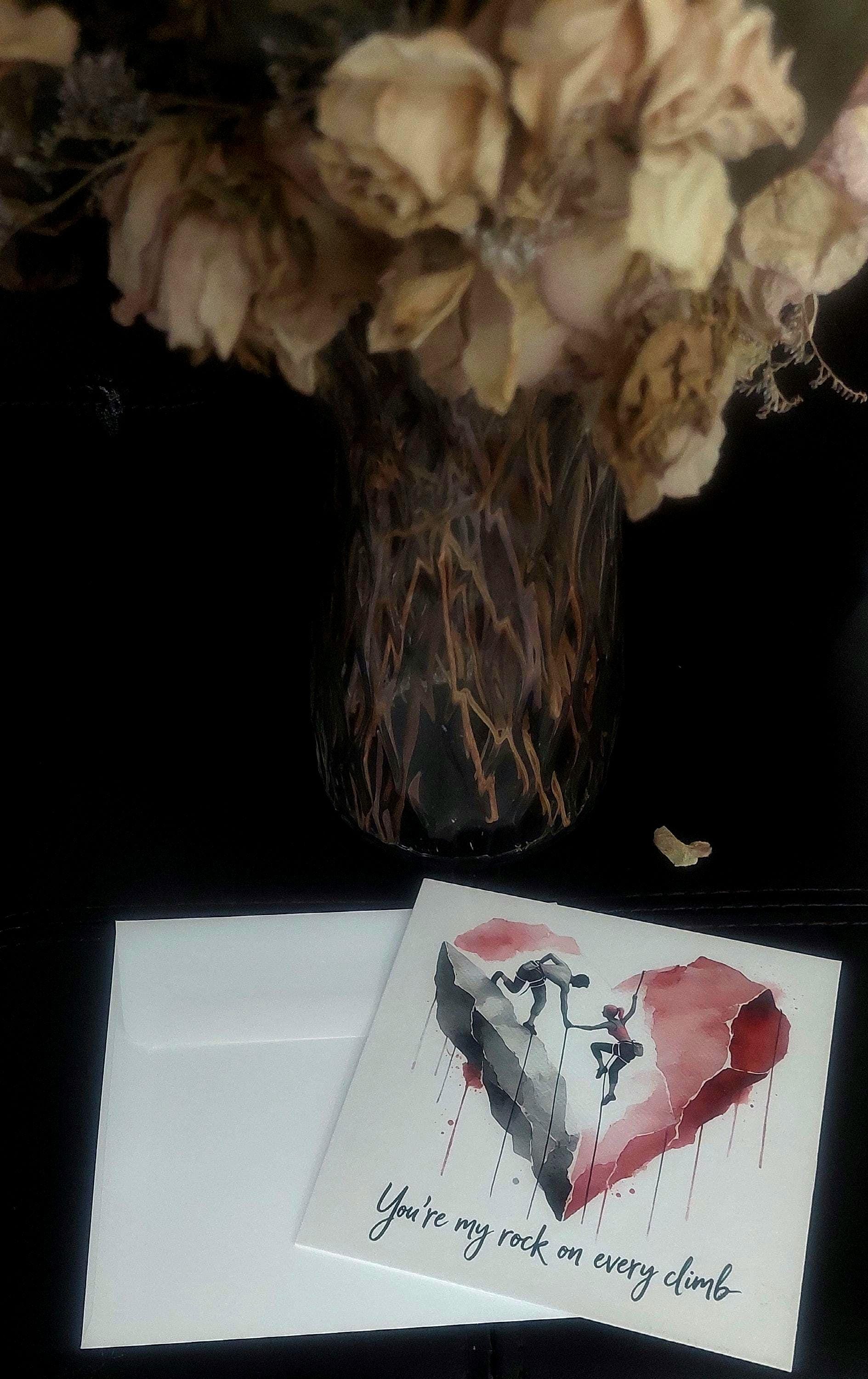 Rock Climbing Valentine’s Day Card You’re My Rock Romantic Minimalist Design on Eggshell Paper