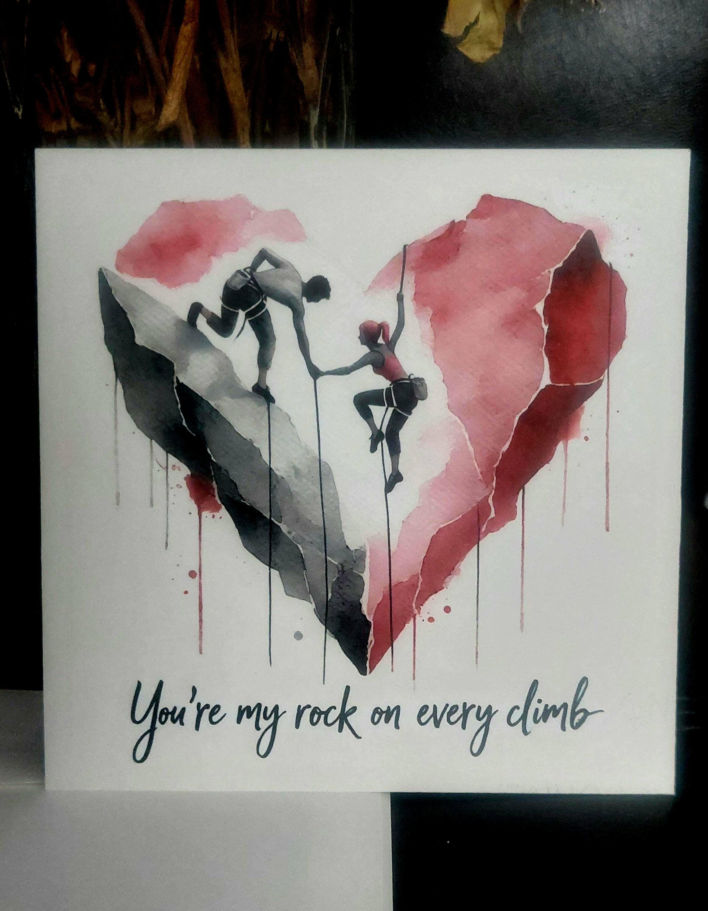 Rock Climbing Valentine’s Day Card You’re My Rock Romantic Minimalist Design on Eggshell Paper