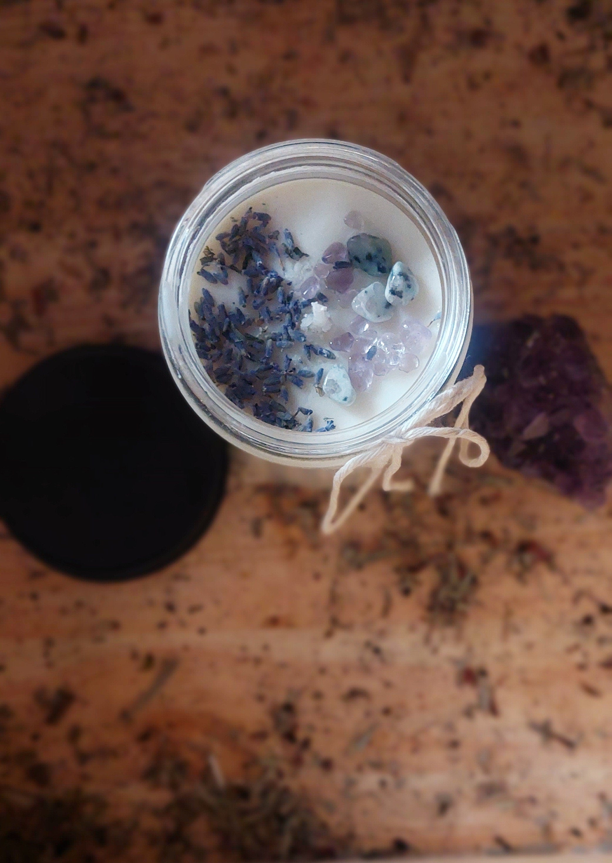 Joy Intention Candles Handmade Soy Crystal Infused Aromatherapy for Manifesting Luck, Meditation, and Positive Energy