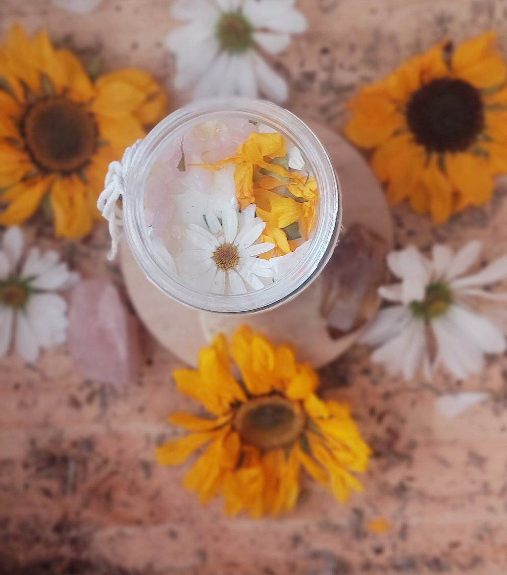 Joy Intention Candles Handmade Soy Crystal Infused Aromatherapy for Manifesting Luck, Meditation, and Positive Energy
