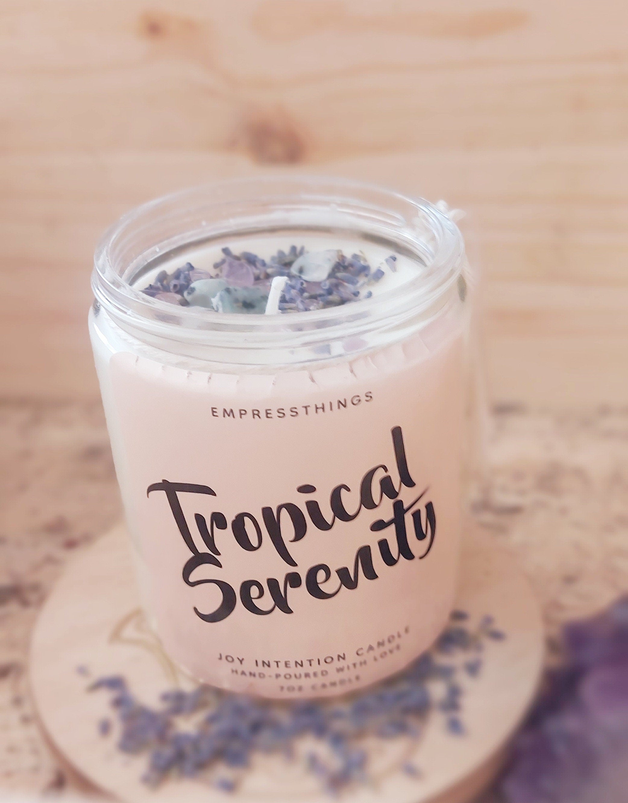 Joy Intention Candles Handmade Soy Crystal Infused Aromatherapy for Manifesting Luck, Meditation, and Positive Energy