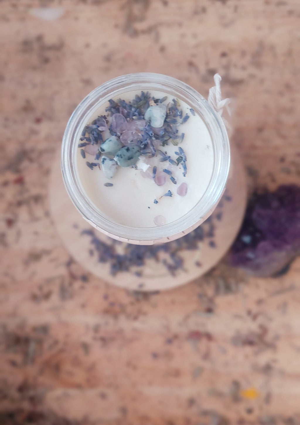 Joy Intention Candles Handmade Soy Crystal Infused Aromatherapy for Manifesting Luck, Meditation, and Positive Energy