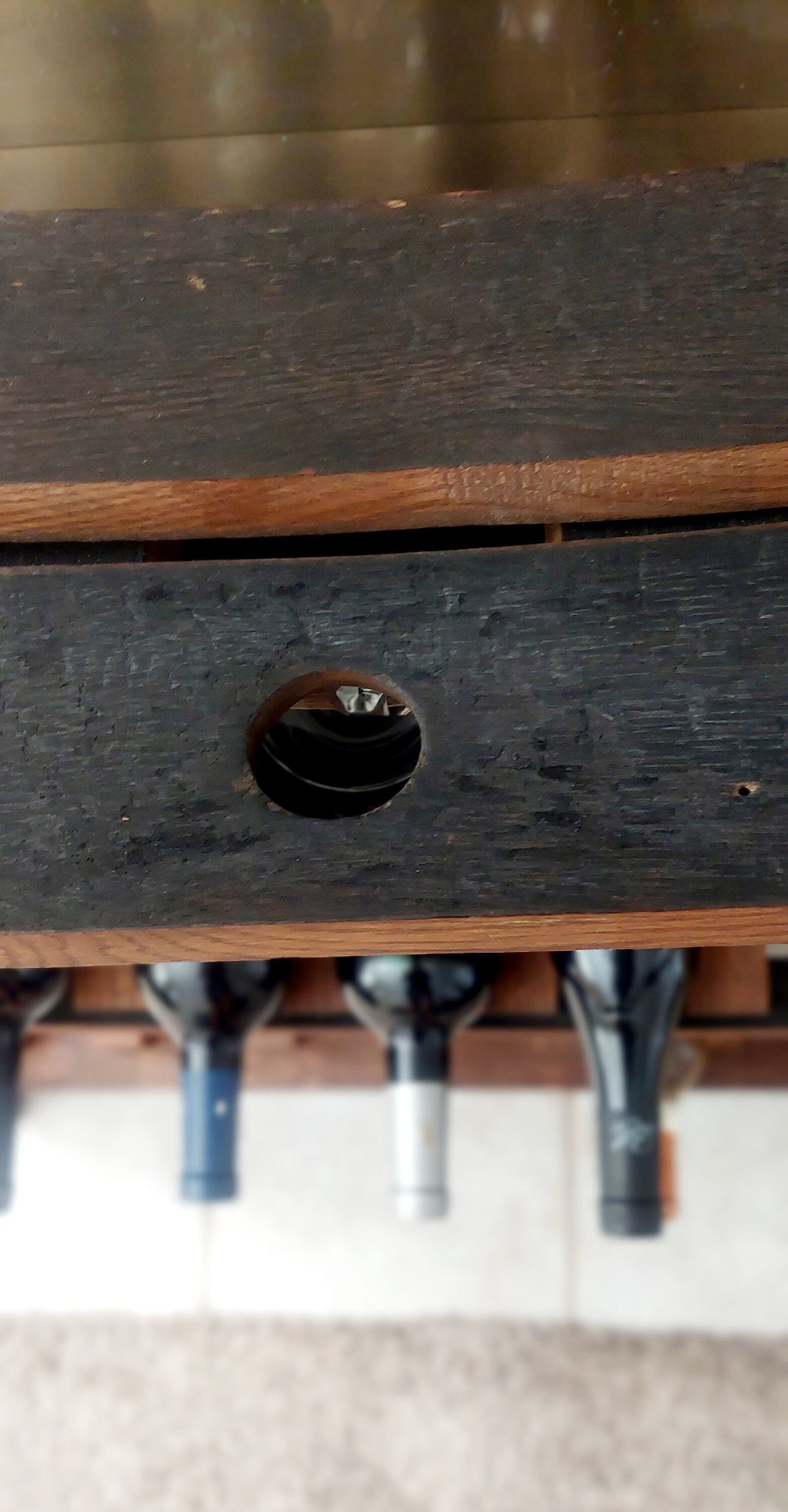 Reclaimed Wine Barrel Rack with Glass Holder – Handmade Rustic Luxury Wine Rack for Homes with Taste