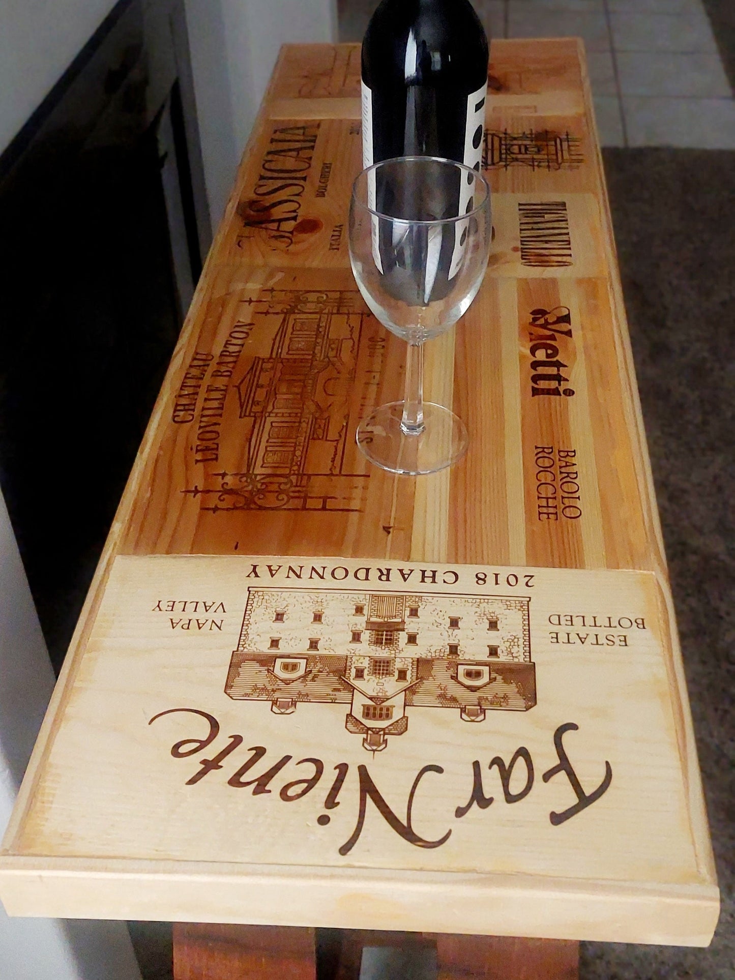 Reclaimed Wine Barrel Rack with Glass Holder – Handmade Rustic Luxury Wine Rack for Homes with Taste