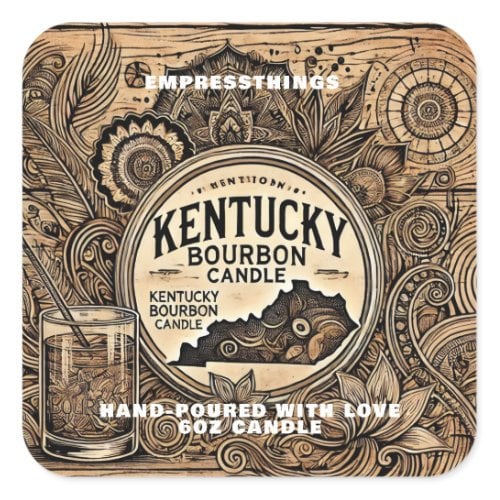 Hand-Poured Bourbon Scented Candle  Soy Wax with Kentucky Theme, Rustic Home Decor Gift for Whiskey Lovers