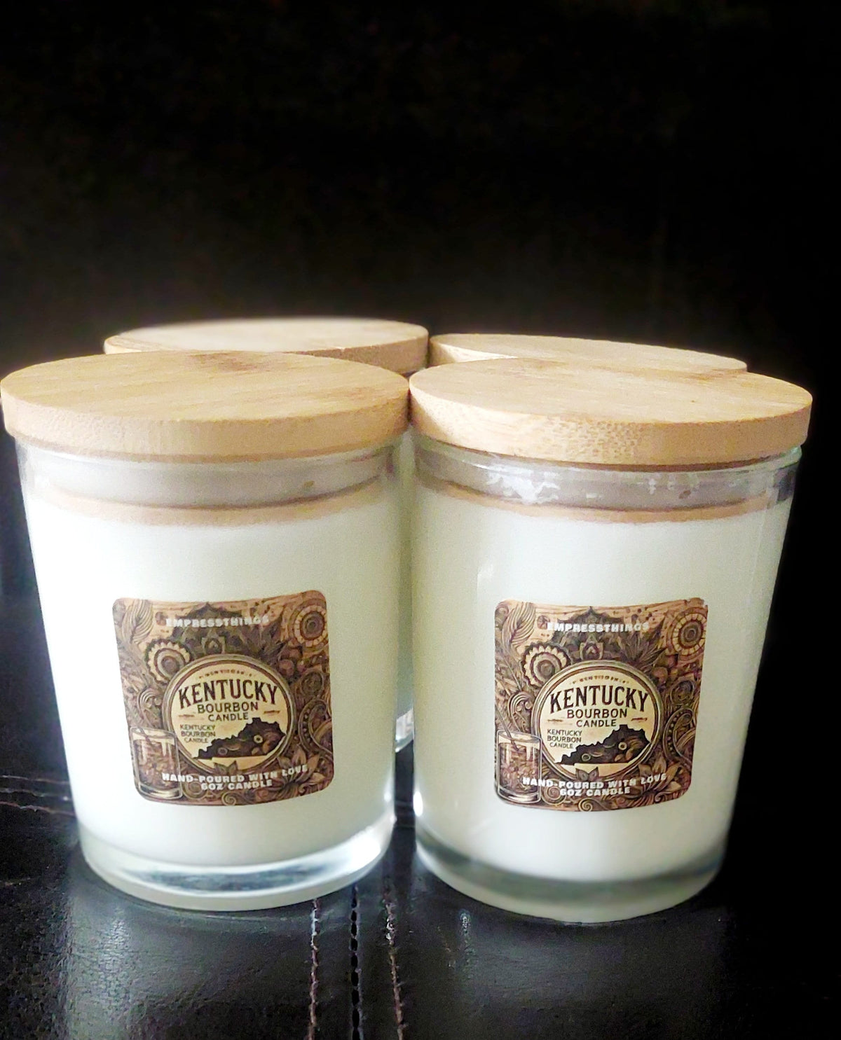 Hand-Poured Bourbon Scented Candle  Soy Wax with Kentucky Theme, Rustic Home Decor Gift for Whiskey Lovers