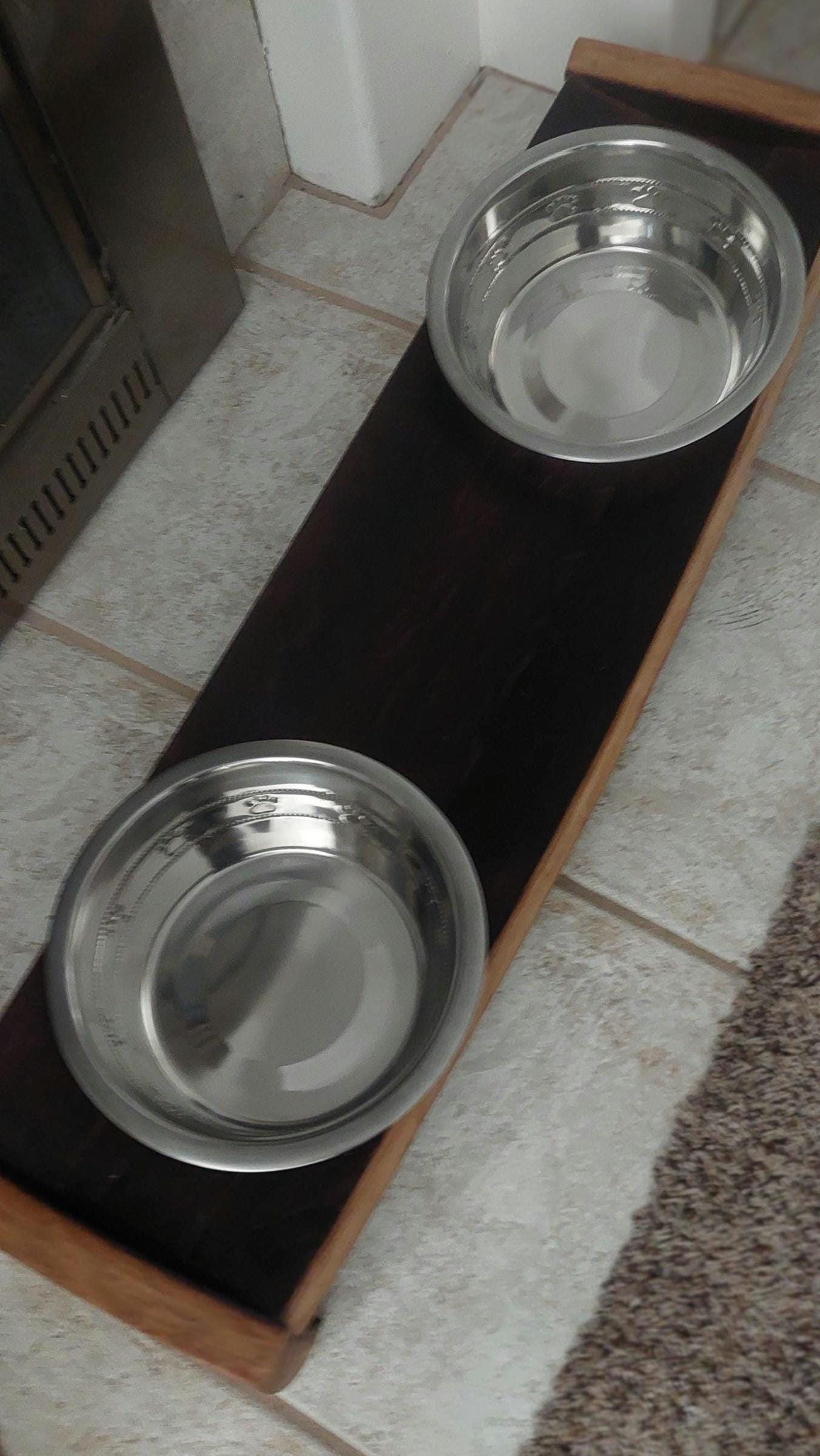 Wine Barrel Dog Feeder Elevated Pet Bowl Stand Handmade Dog Feeder Raised Feeder with Stainless Steel Bowls Rustic Pet Furniture