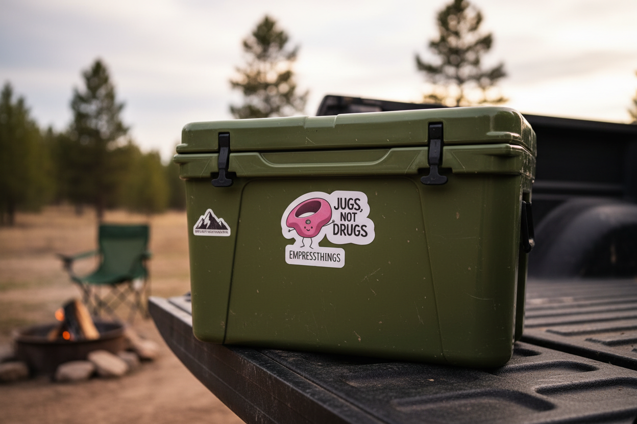 Jugs Not Drugs Sticker on Cooler